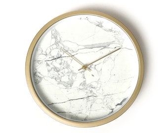 Marble Pattern Wall Clock - Marble Design, Minimalist Clock, Housewarming gift, Marble Clock Bedroom Decor Ideas, Unique Clock