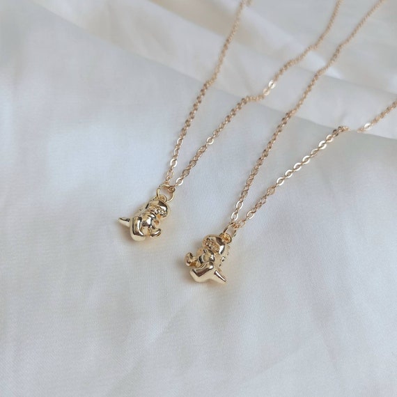 2 Piece Dinosaur Friendship Necklace Set Bestie Necklace matching