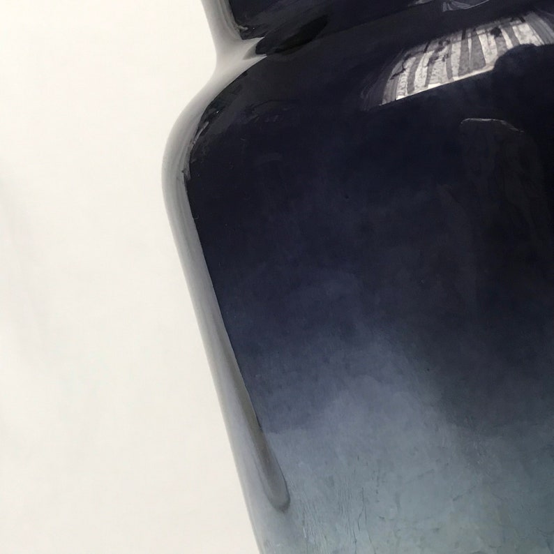 Textured Navy Blue Ombre Glass Vase Decorative Bottle Etsy