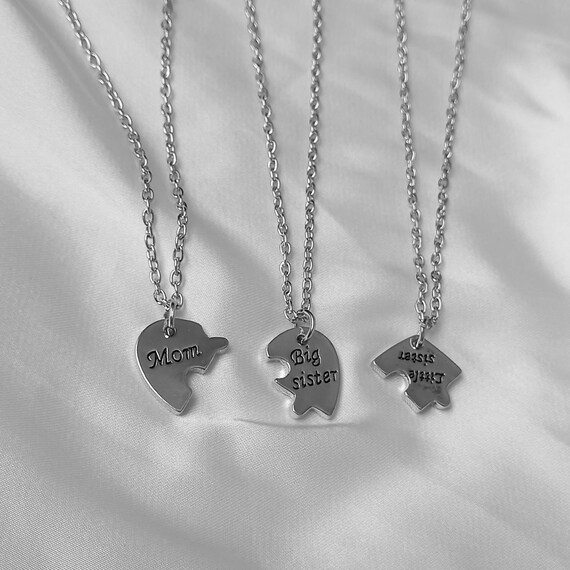 Buy 3 Piece Sibling Necklace Set Sisters Necklaces jigsaw Matching