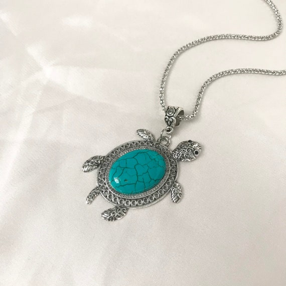 Blue cheap turtle necklace