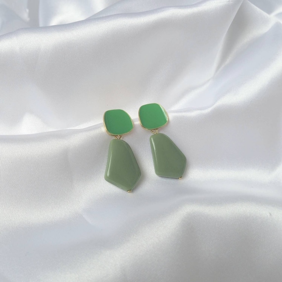 Green Amethyst Drop Earrings in Silver - William White