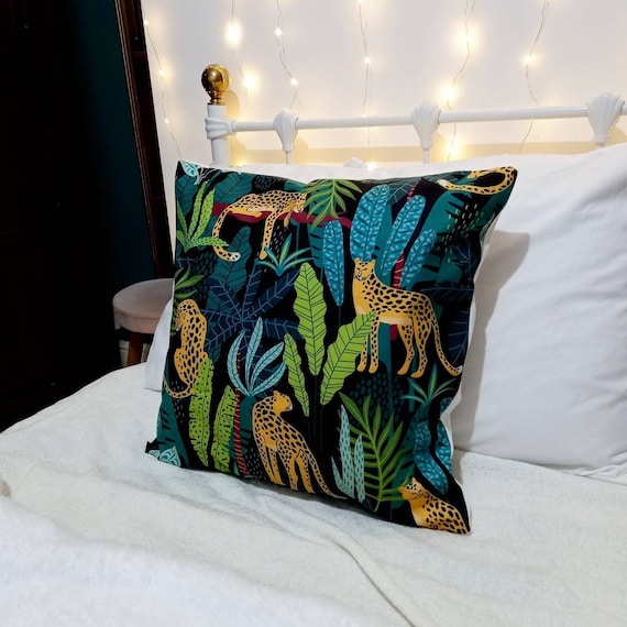 Tropical Cheetah Cushion Cover Exotic Cushion blue Cushion jungle Cushion cheetah Decor housewarming Gift throw Pillows scatter Cushions Etsy Canada