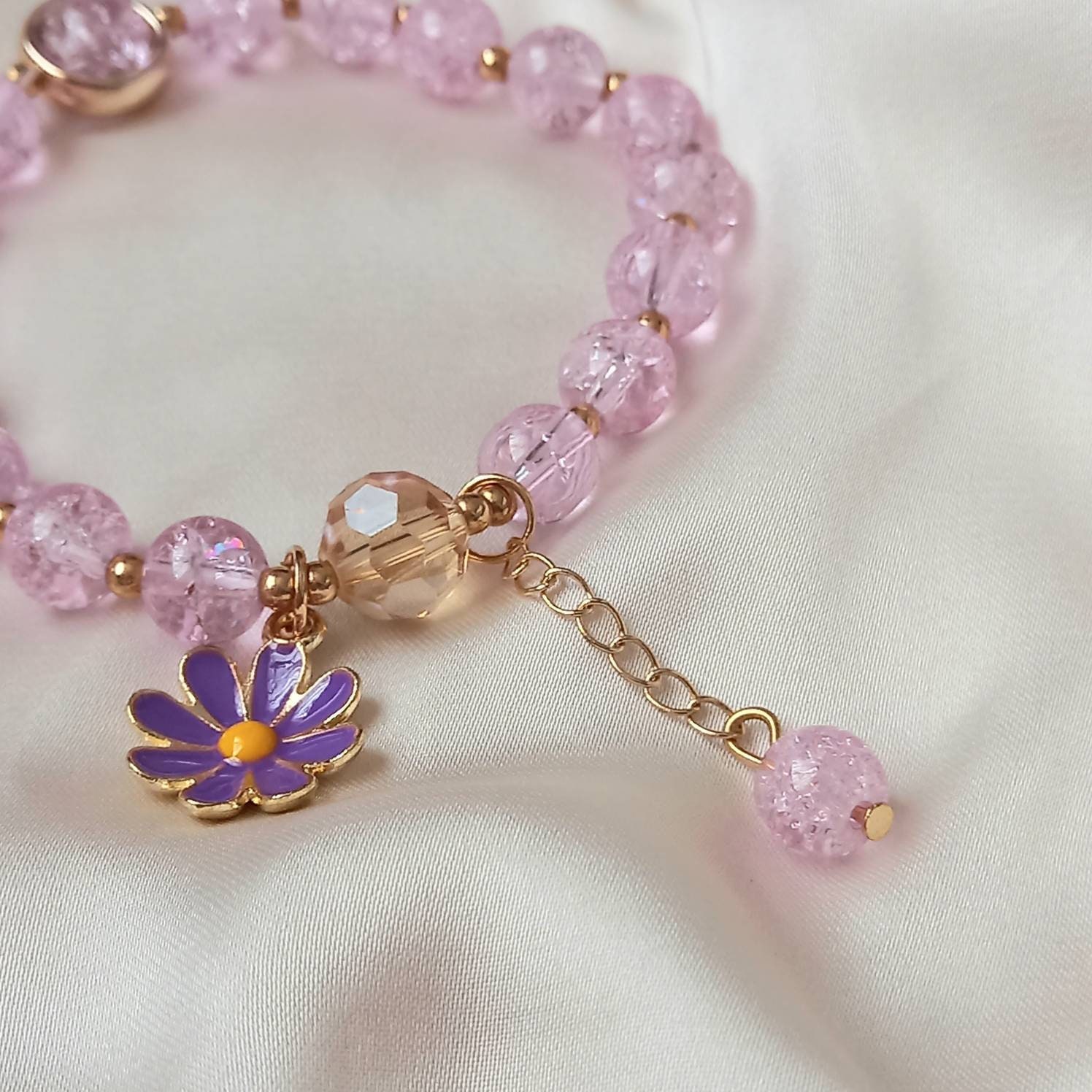 Cute Pink Crystal Bead Bracelet Flower Dream Catcher Charm Bracelet I Love  You Little Priceness Prince Bracelet Girl Gift