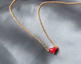 Gold Heart Necklace - Medallion, Jewellery, Accessories, Pendant Necklace, Drop Necklace, Charm Necklace, Heart Charm Necklace, Gold Heart