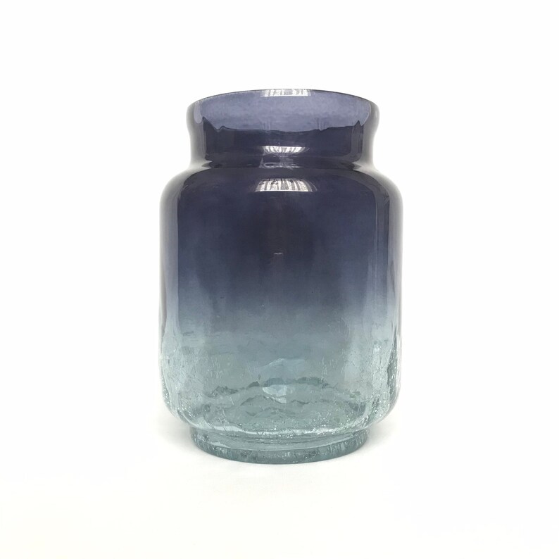 Textured Navy Blue Ombre Glass Vase Decorative Bottle Etsy