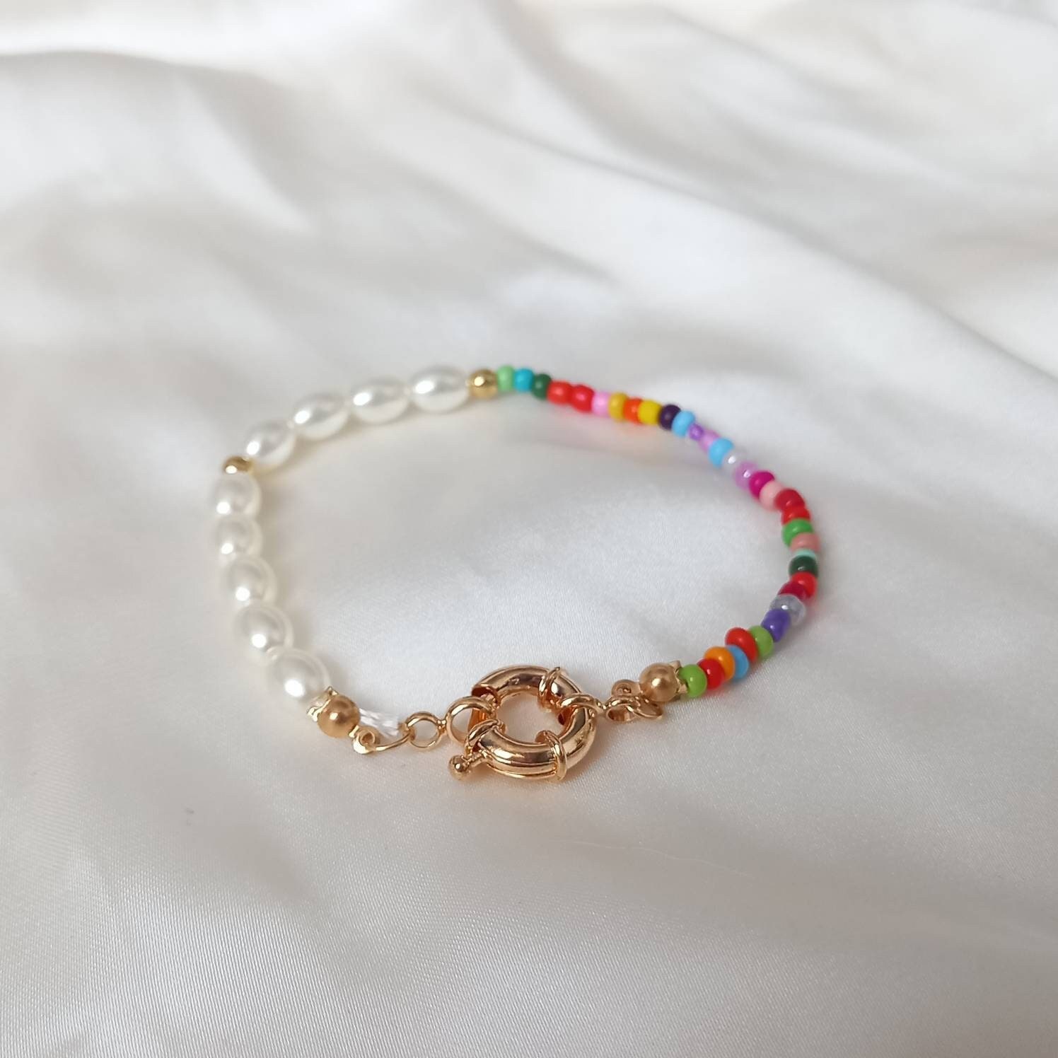 Rainbow Pearl Elastic Bracelet Project with Charm Bracelet – Beadniks  Chicago