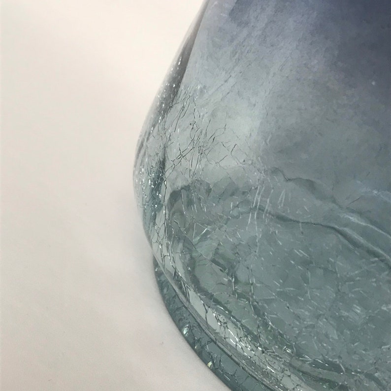 Textured Navy Blue Ombre Glass Vase Decorative Bottle Etsy