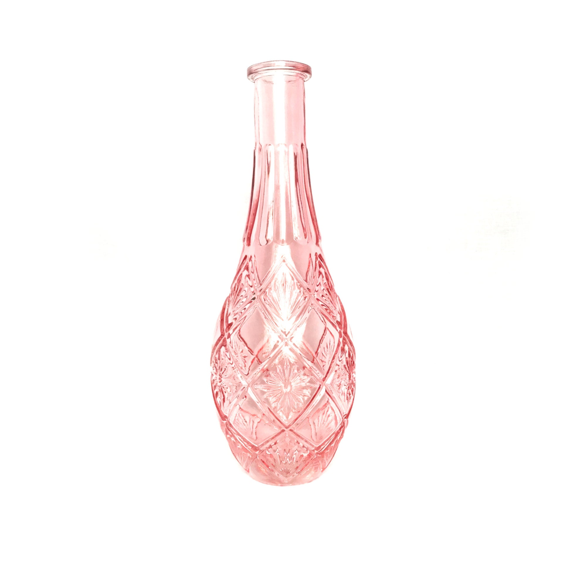 Vase évasé rose bouteille décorative en verre épais