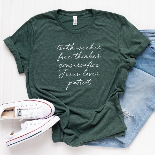 Script List Conservative T Shirt | Truth Seeker Free Thinker Conservative Jesus Lover Patriot