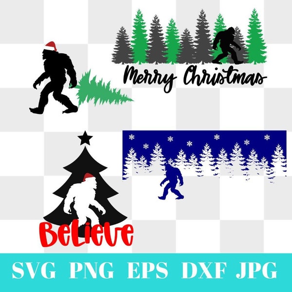 Sasquatch Christmas SVG cut files, Sasquatch Christmas, cricut, believe Christmas, Bigfoot Christmas, Bigfoot png, merry christmas tree
