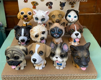 Gongoli | Honden en katten met grote, verende hoofden | Bobbleheads honden en katten | Honden en katten met grote kop | Honden- en kattenversieringen