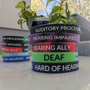 Hearing Loss Awareness Silicone Wristband – Deaf, Hard of Hearing, APD, Hearing Ally – Adult & Youth Sizes