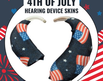 4TH OF JULY PRINT Hearing Aid Skin | Hearing Aid Sleeve | Hearing Aid Jewelry | Cochlear Implant Skin | Hearing Aid Cover