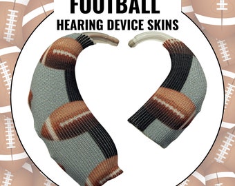 FOOTBALL PRINT Hearing Aid Skin | Hearing Aid Sleeve | Hearing Aid Jewelry | Cochlear Implant Skin | Hearing Aid Cover