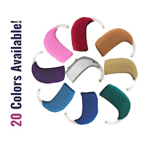 May include: A variety of colorful ear hook covers for hearing aids. The covers are made of a soft, comfortable material and are available in a variety of colors. 20 Colors Available!