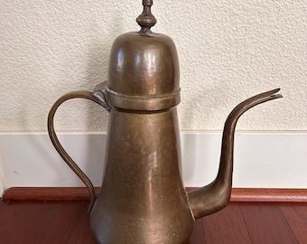 Vintage Moroccan Etched Brass Copper Coffee TeaPot Neiman Marcus Import w/ tag