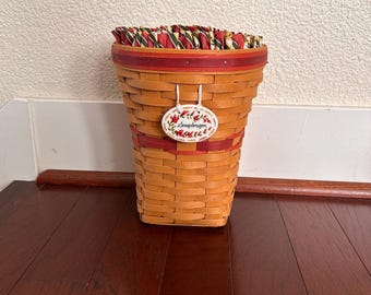 Vintage 1998 Longaberger May Series Snapdragon Basket & Tie-On Ceramic Label With matching accessories