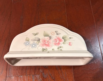 Vintage Pfaltzgraff Tea Rose Stoneware Napkin Holder Cottagecore Floral Granny