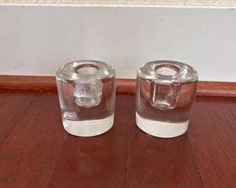2 VRG Renato Anatra Murano glass candle holders hand blown signed 3.25”H 2.75”D