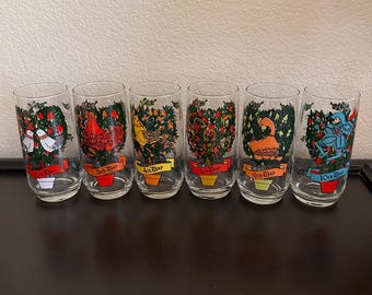 Vintage Indiana Glass 12 Days of Christmas Tumblers (Days 2-6, 10)