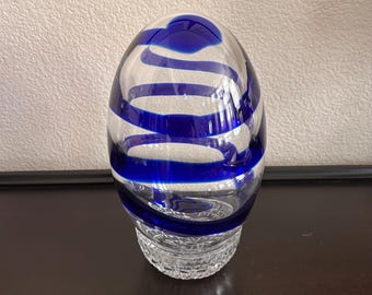 vintage IKEA Karisma blue swirls glass egg by Björn Gustav Ronnqvist hand blown
