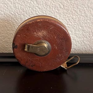 Vintage German Leather Tape Measure – Brass Fittings, Industrial Tool (1920s-1950s) 15 meters