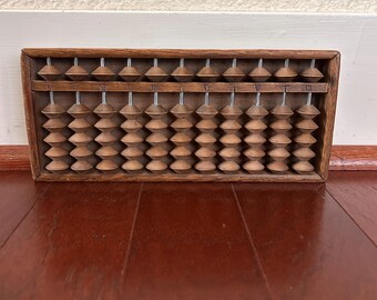 vintage wooden Japanese Soroban abacus older 1:5 layout marked