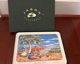 Vintage Jason Discover Australia Placemats Box 6 by R Galbraith Cork Backed