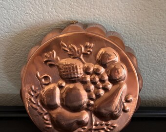 Vintage Benjamin & Medwin NY Copper Fruit Jello Mold 7.75" Wall Hanging Korea