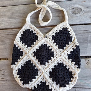 Wunderschöne creme/schwarze Ledertasche