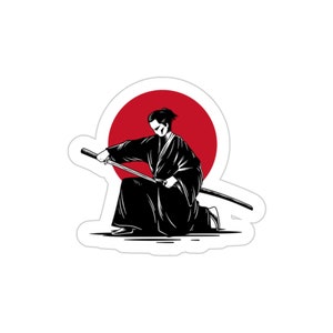 Samurai, Japanese warrior, laptop decal, skateboard decal Die-Cut Stickers