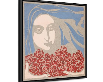 Women With Roses Art Gallery Canvas Wrap Print, Square Frame