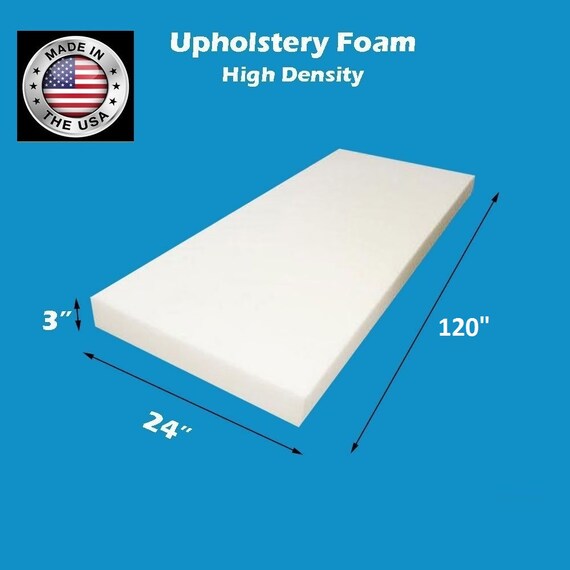 3 X 24 X 120 Upholstery Foam Pack, High Density, Chair Cushion