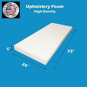 Foamma 4 x 24 x 24 High Density Upholstery Foam Padding, Thick-Custom Pillow, Chair, and Couch Cushion Replacement Foam, Craft Foam Upholstery