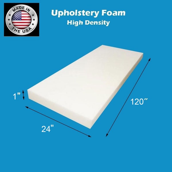 FoamyFoam 1" x 24" x 120" High Density Upholstery Foam Cushion(Seat Replacement, Upholstery Sheet, Foam Padding) USA Made FREE/fast Shipping