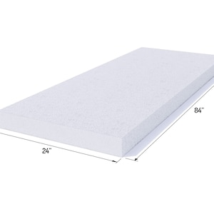 May include: White foam board measuring 24 inches by 84 inches and 3 inches thick.