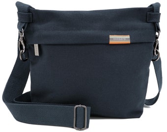 Kleine Tasche für Damen & Herren aus Bio-Baumwolle (Canvas) dunkelblau | nachhaltige Stofftasche Canvastasche für Alltag, Reisen und Fahrrad