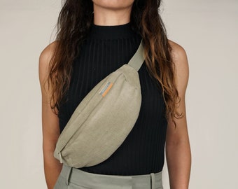 Bum bag corduroy organic cotton/hemp for Women & Men light beige | sustainable waist bag fanny pack hip bag purse slingbag | seasara