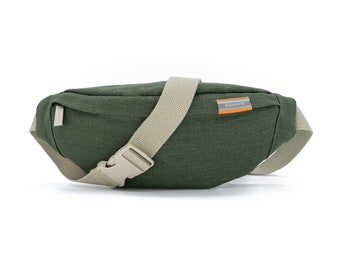 Bum bag hemp canvas for Women & Men olive green beige khaki | sustainable waist bag fanny pack hip bag purse belt bag slingbag | seasara