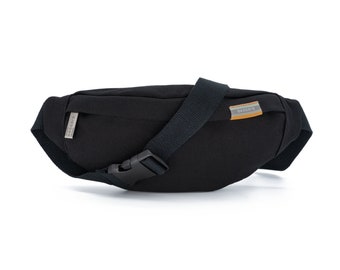 Bauchtasche schwarz Canvas aus Bio Baumwolle für Damen & Herren | nachhaltige Hip Bag Gürteltasche Bumbag Hüfttasche Brusttasche | seasara