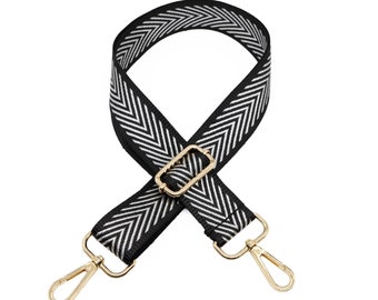 Bag strap SAMIA | black silver, carabiner gold | Shoulder strap for bags | Shoulder strap, bag strap, shoulder strap, interchangeable strap