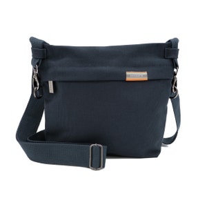 Kleine Tasche für Damen & Herren aus Bio-Baumwolle (Canvas) dunkelblau | nachhaltige Stofftasche Canvastasche für Alltag, Reisen und Fahrrad