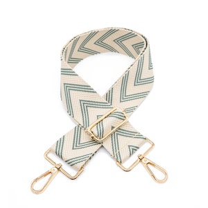 Bag strap THEELA | sand beige petrol emerald, snap hook gold | wide shoulder strap for bags | Shoulder strap bag strap shoulder strap