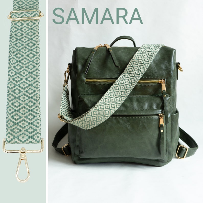 Backpack Backpack Bag Women's 2-in-1 Backpack Handbag Convertible Totepack Shoulder strap to choose from Imitation leather olive dark green SAMARA