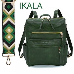 Backpack Backpack Bag Women's 2-in-1 Backpack Handbag Convertible Totepack Shoulder strap to choose from Imitation leather olive dark green IKALA