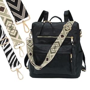 Rucksack Rucksacktasche Tasche Damen 2in1 Rucksackhandtasche Convertible Totepack | Taschengurt zur Wahl | vegan | Lederimitat schwarz gold