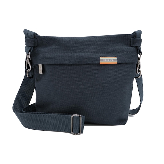 Kleine Tasche für Damen & Herren aus Bio-Baumwolle (Canvas) dunkelblau | nachhaltige Stofftasche Canvastasche für Alltag, Reisen und Fahrrad