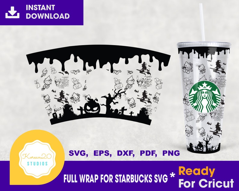 Download Halloween hello kitty Starbucks Cold Cup SVG Full Wrap for ...