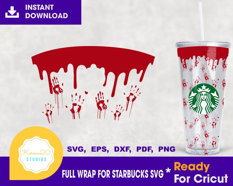 Halloween Starbucks cup wrap svg Halloween svg Blood | Etsy